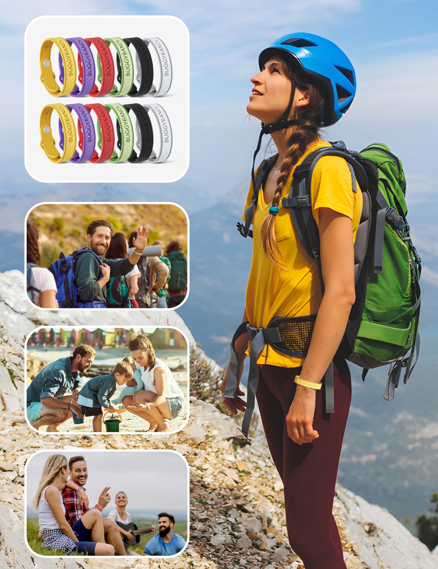 BuggyBands 12 Pack Mosquito Repellent Bracelets Silicone Mosquito Repellent Bands with DEET Free, Natural & Waterproof Bug Wristbands for Kids and Adults, Outdoor Traveling Protection