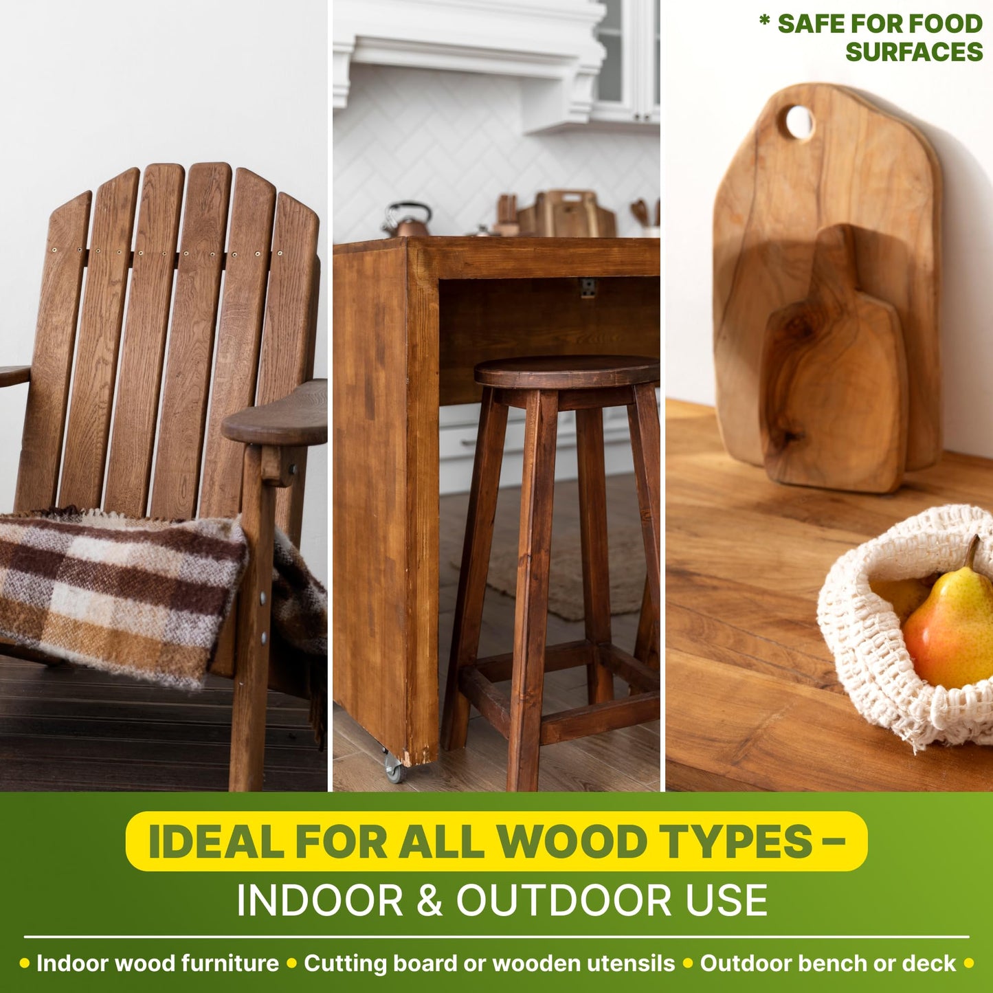 Nordicare Linseed Oil for Wood - 100% Pure & Natural Linseed Oil for Entire Indoor Area - Food-Safe Raw - Furniture - Underlines the Original Wood Structure - Made in Denmark 84.5oz