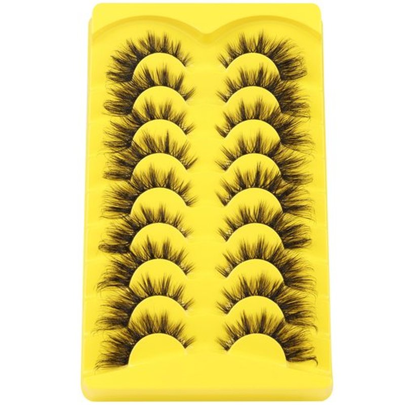 ALICROWN Lashes Cat Eye False Eyelashes Wispy Strip Fake Eyelashes Fox Eye Lashes Mink Fluffy Eyelashes with Clear Band 9 Pairs Long False Lashes