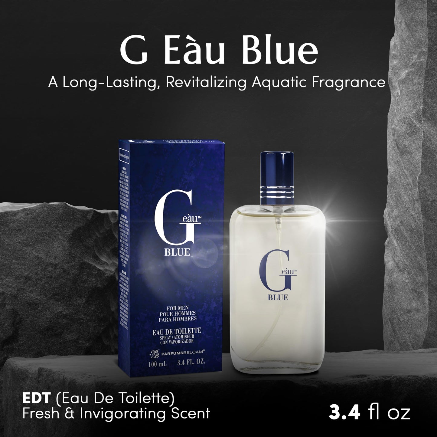 PB ParfumsBelcam G Eau Blue Eau de Toilette Spray – Men’s Cologne, Long-Lasting Summer Fragrance for Men and Teen Boys, Perfume para Hombre – 3.4 Fl Oz – Fresh Blue Scent