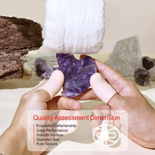 Rena Chris Gua Sha Facial Tools, Natural Jade Stone Guasha, Manual Massage Sticks for Jawline Sculpting and Puffiness Reducing, Scraping Massage Tool, Skin-Care Tool (Purple)