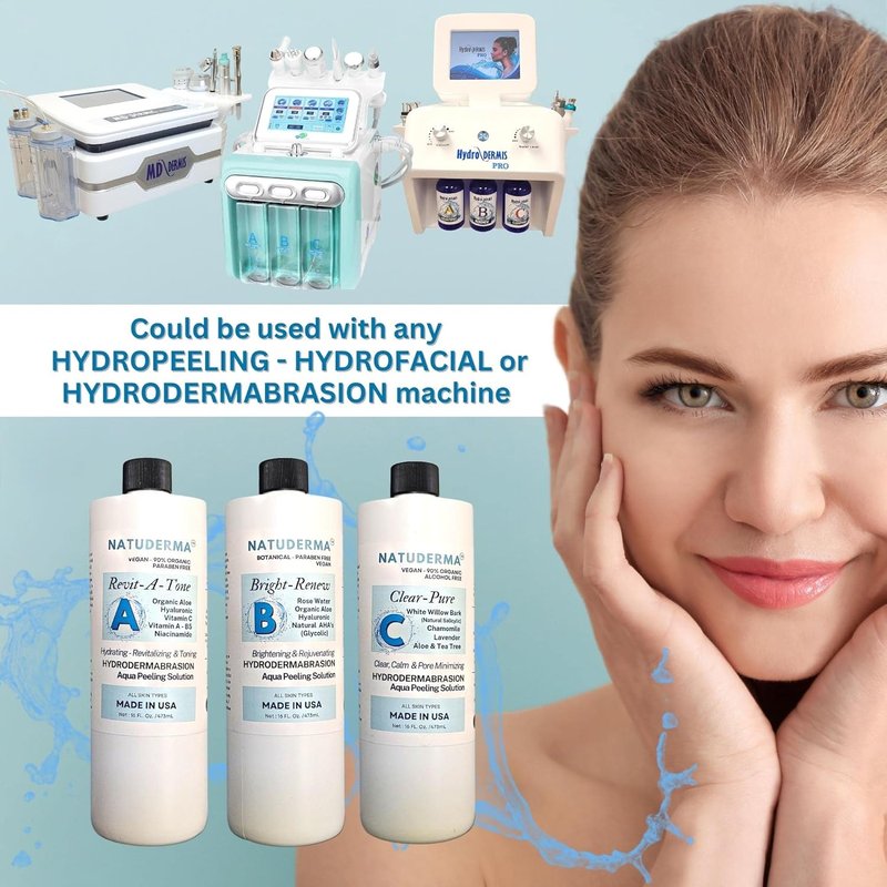 Hydrodermabrasion Solution - Aqua Peeling Serum for Wet Microdermabrasion | 3 x 16 oz Bottles
