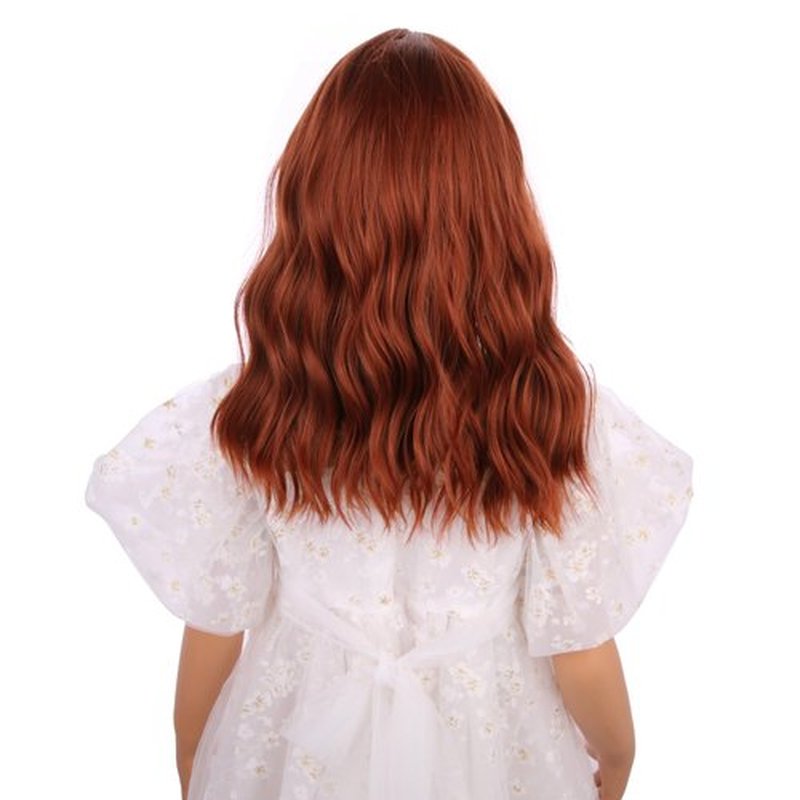DUDUWIG Kids Orange Wig Girls Short Dark Orange Wavy Curly Wigs Child Orange Wig with Air Bangs Synthetic Cosplay Hair Wig