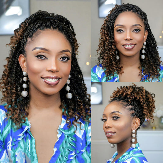 Karida Goddess Box Braids Crochet Hair 12 Inch, 9 Packs Boho Box Braids Crochet Hair for Black Women, Pre Looped Bohemian Crochet Braids With Curly Ends (12 Inch, T30#)