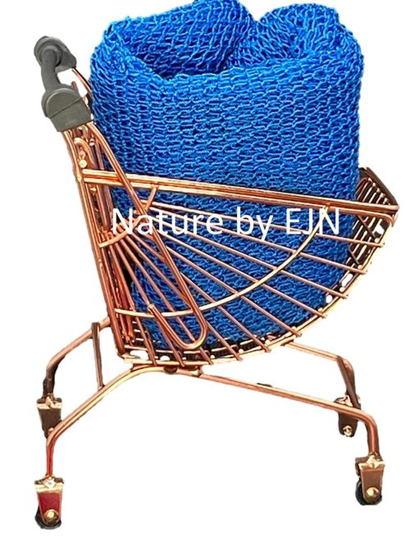Nature by EJN - Net Bath Sponge, Customized N1 Weave, Long, NKN Naturals, Skin Exfoliation, African, Porous, Stretches to Approximately 49" (Sea Blue)