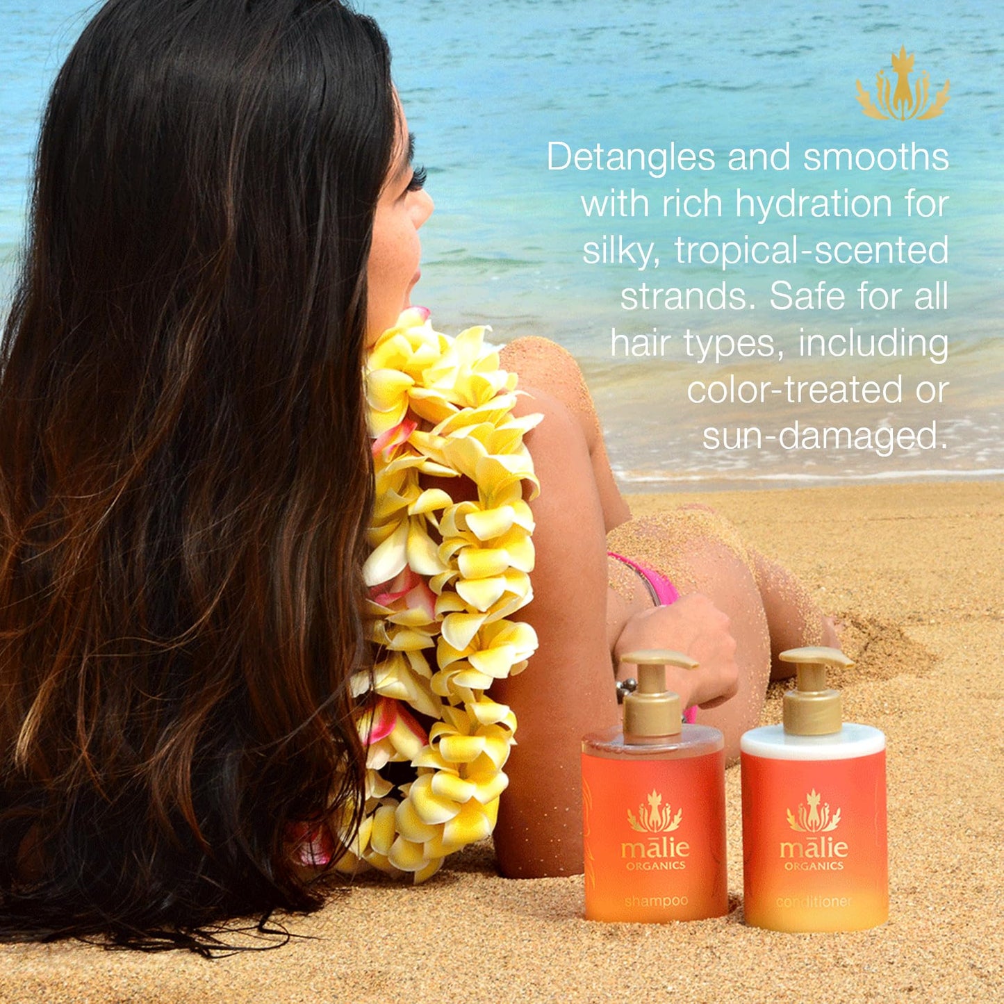 Mālie Organics Conditioner, Mango Nectar Scent, Daily Hydration for All Hair Types, Green Tea Extract + Avocado Oil, Vegan, 14 oz