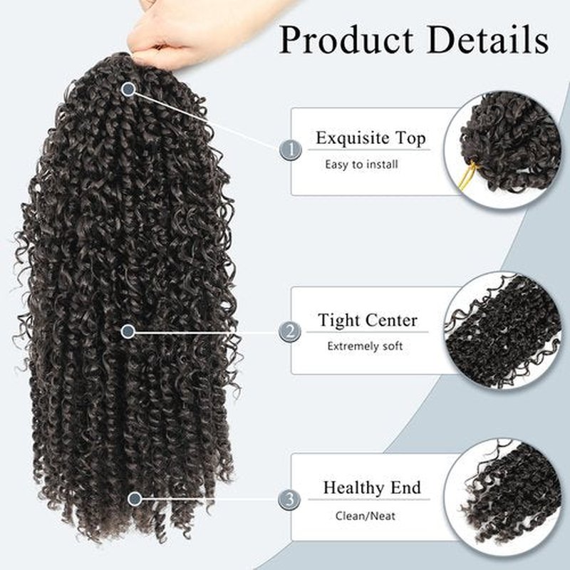 Passion Twist Hair 10inch Boho Passion Twist Crochet Hair For Black Women Pretwisted boho Passion Twist Crochet Hair, Pre Looped Curly Ends Bohemian Crochet Braids For Women（1B,10inch,7 Packs）
