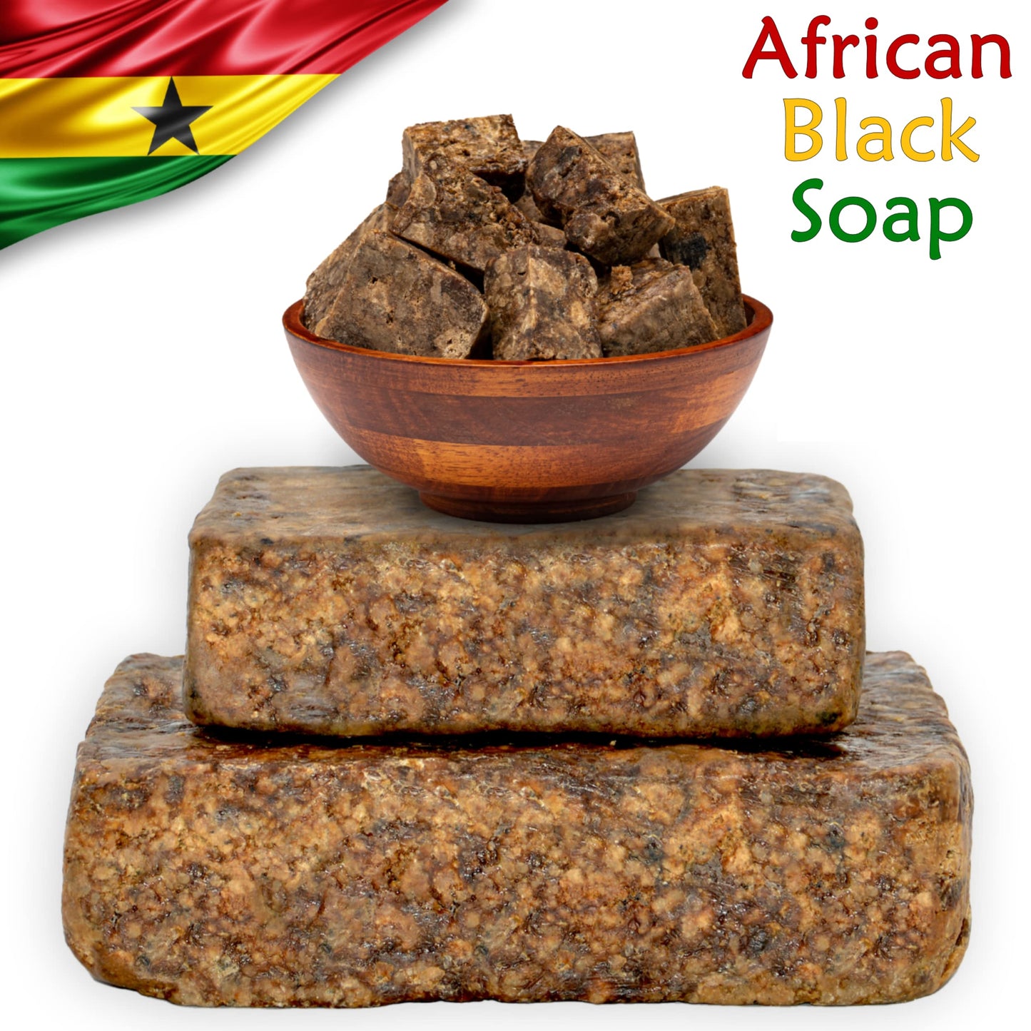 Plant Guru Raw African Black Soap 2 lbs. Bulk Bars 100% Pure Natural From Ghana.
