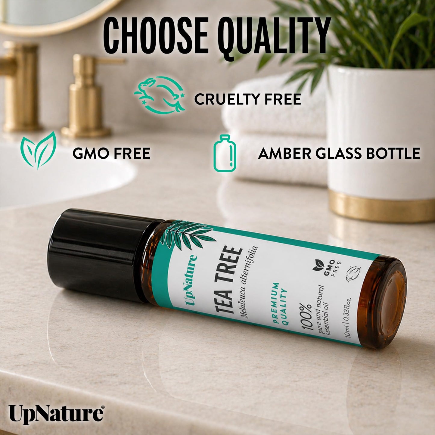 UpNature Tea Tree Essential Oil Roll On - 100% Natural Tea Tree Oil for Skin