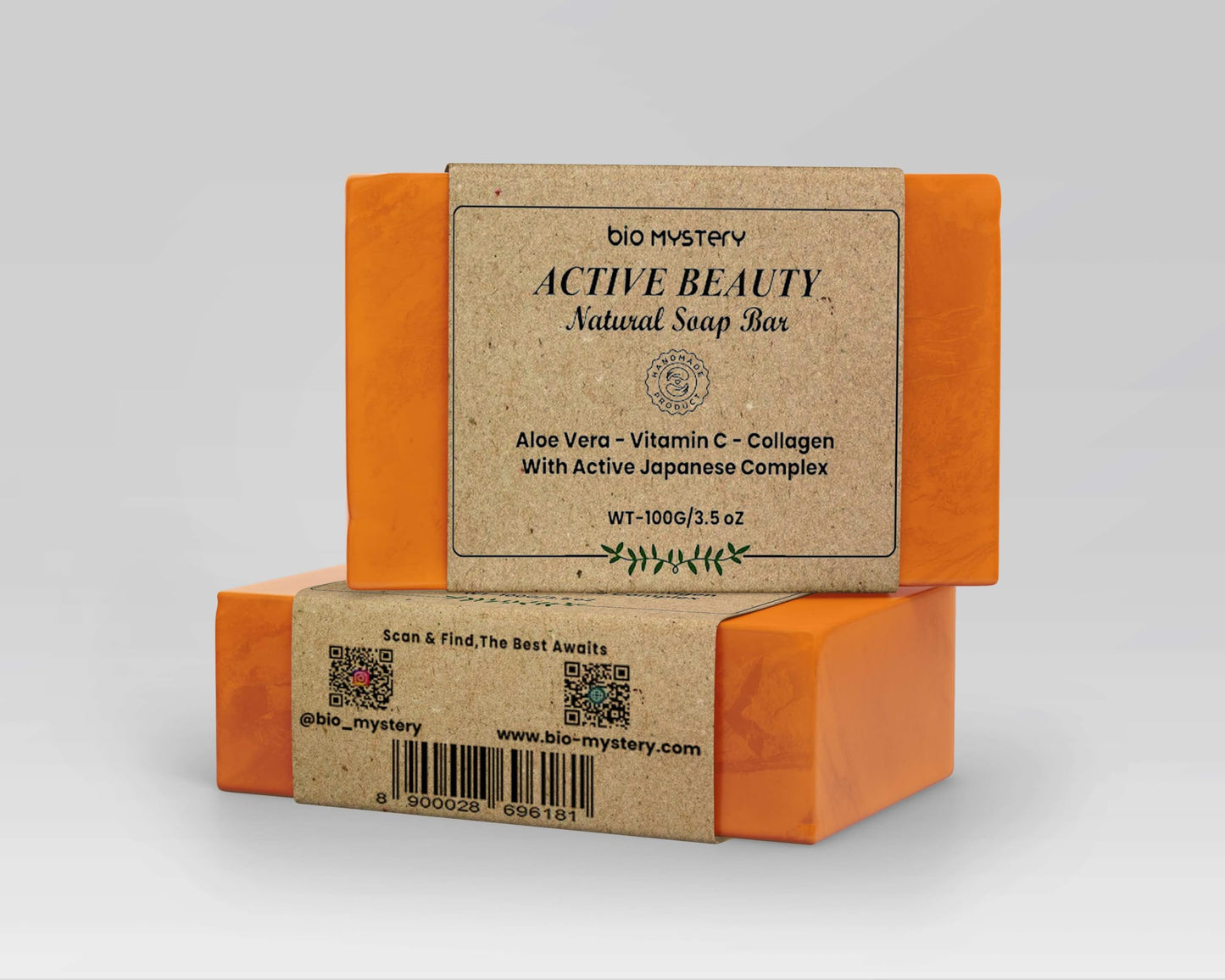 Bio Mystery Active Beauty Soap Bars – Face and Body Soap (Pack of 2, 100g Each)