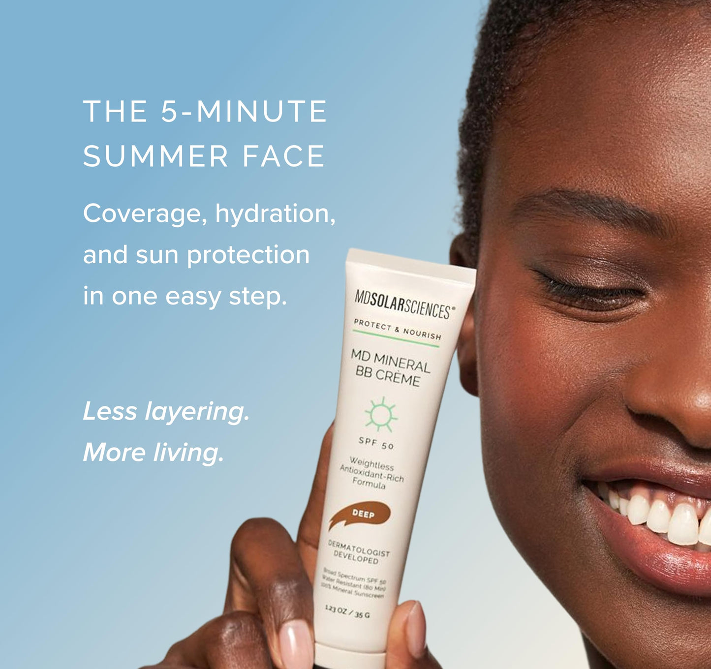 MDSolarSciences Mineral BB Crème SPF 50 | Hydrating Tinted Mineral Sunscreen | Niacinamide Caffeine & Squalane | Blurring Anti-Aging Formula | Deep | 1.23 Oz