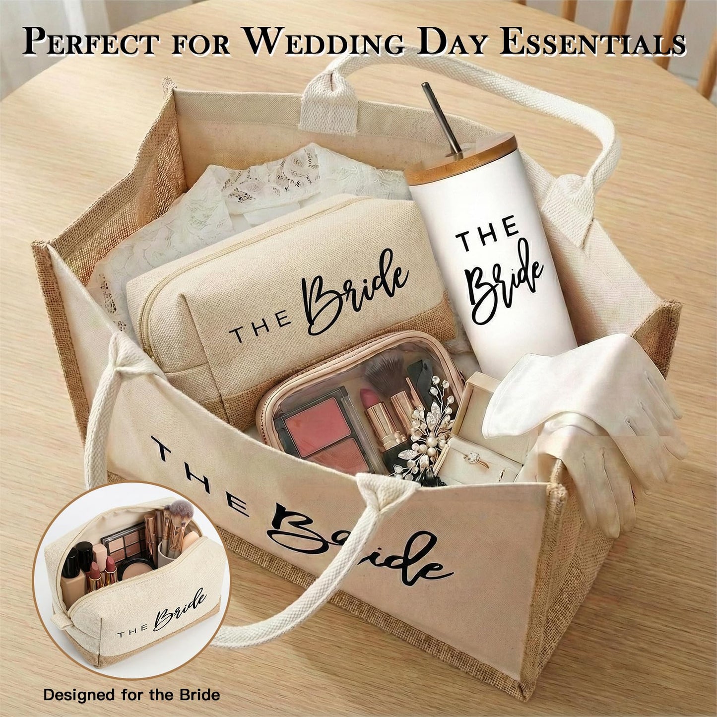 Physkoa Bride Gift Set – Bridal Shower Gifts for Bride to Be with Tote Bag, Insulated Tumbler & Fabric Makeup Pouch, Engagement, Bachelorette Party & Wedding Essentials