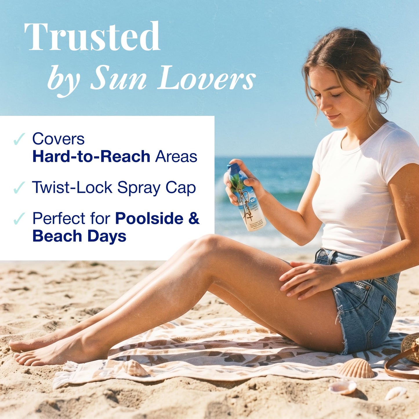 Panama Jack Continuous Spray Sunscreen SPF 100 - Broad Spectrum, Water Resistant, Sunblock - 5.5 Oz, 12 Pack