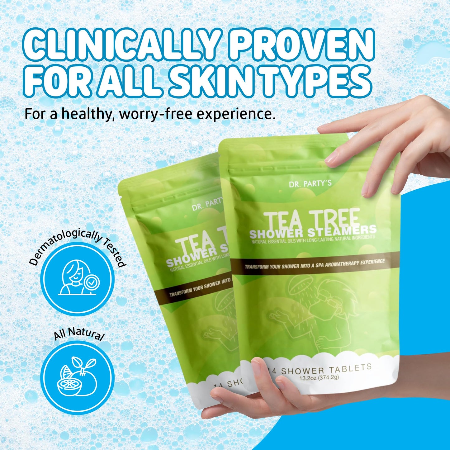 Shower Steamer - 5 Different scents - 14 Tablets per Package (Tea Tree)