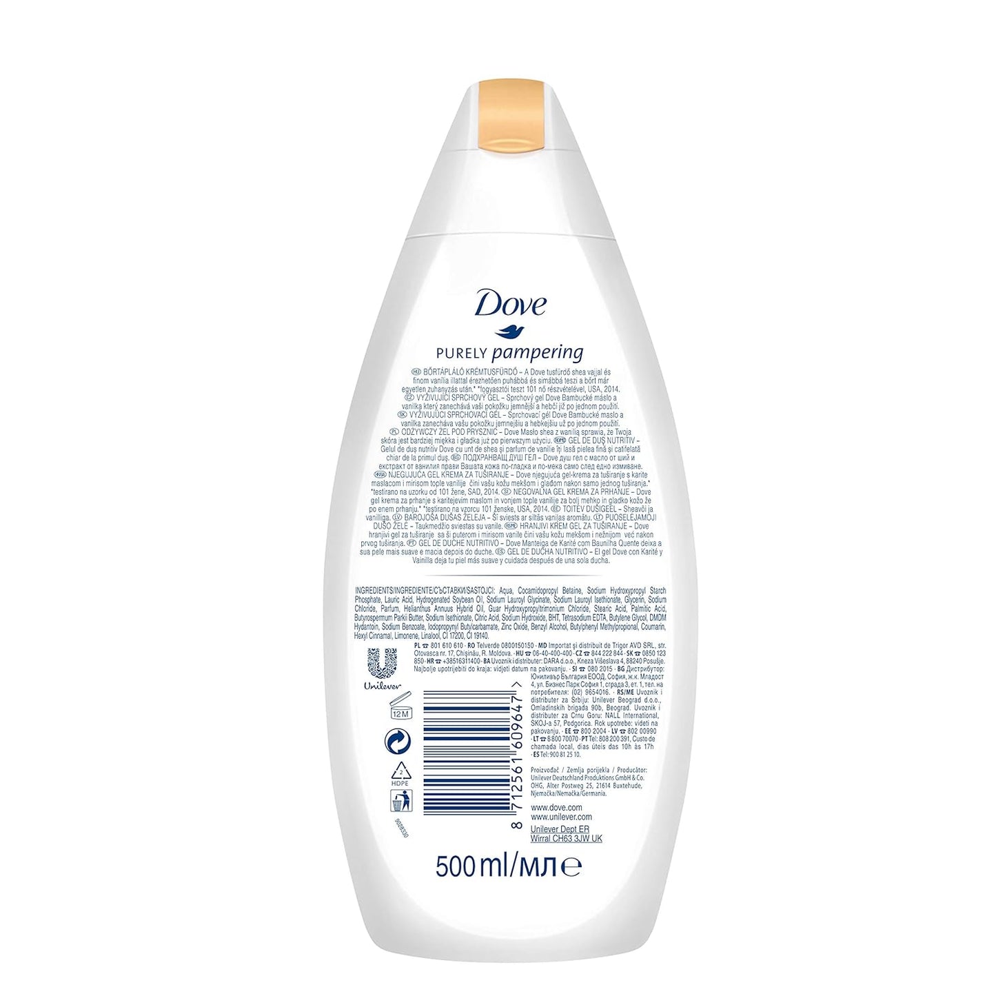 Dove Pampering Body Wash Nourishes & Feeds Skin Shea Butter with Warm Vanilla Effectively Washes Away Bacteria While Nourishing Your Skin 44.0 Fl Oz, (Pack of 2)