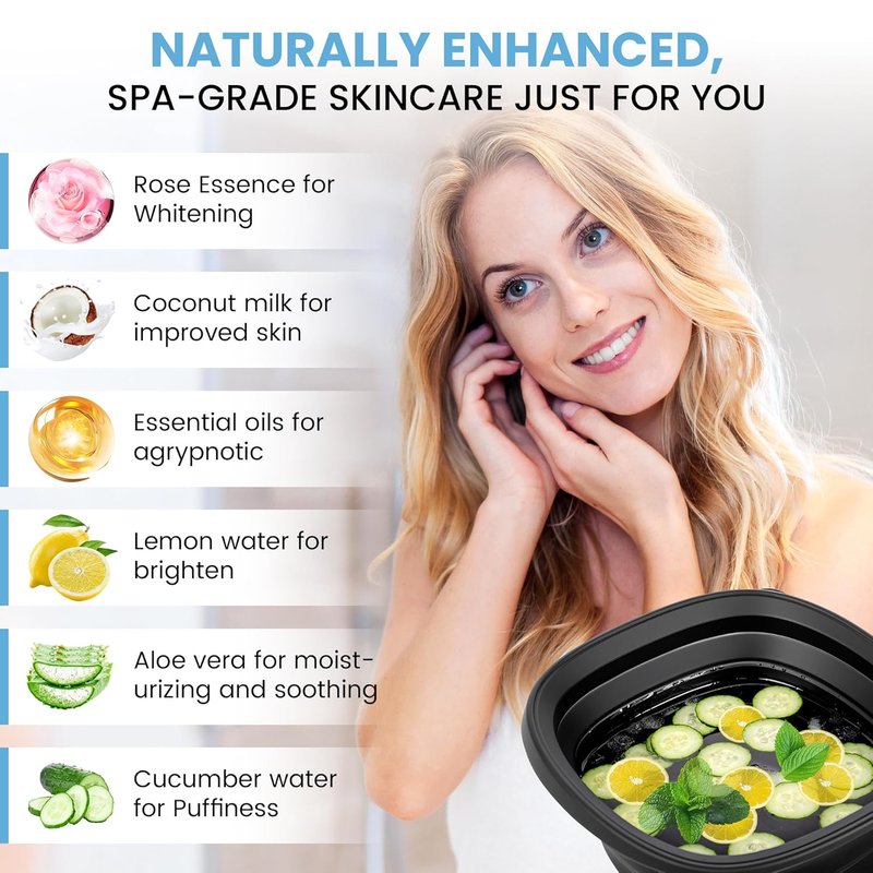 Ice Face Plunge Bowl - Collapsible Silicone Facial Tub for Cold Water Therapy | Large Portable Ice Bath for Skin Tightening & Puffiness Relief