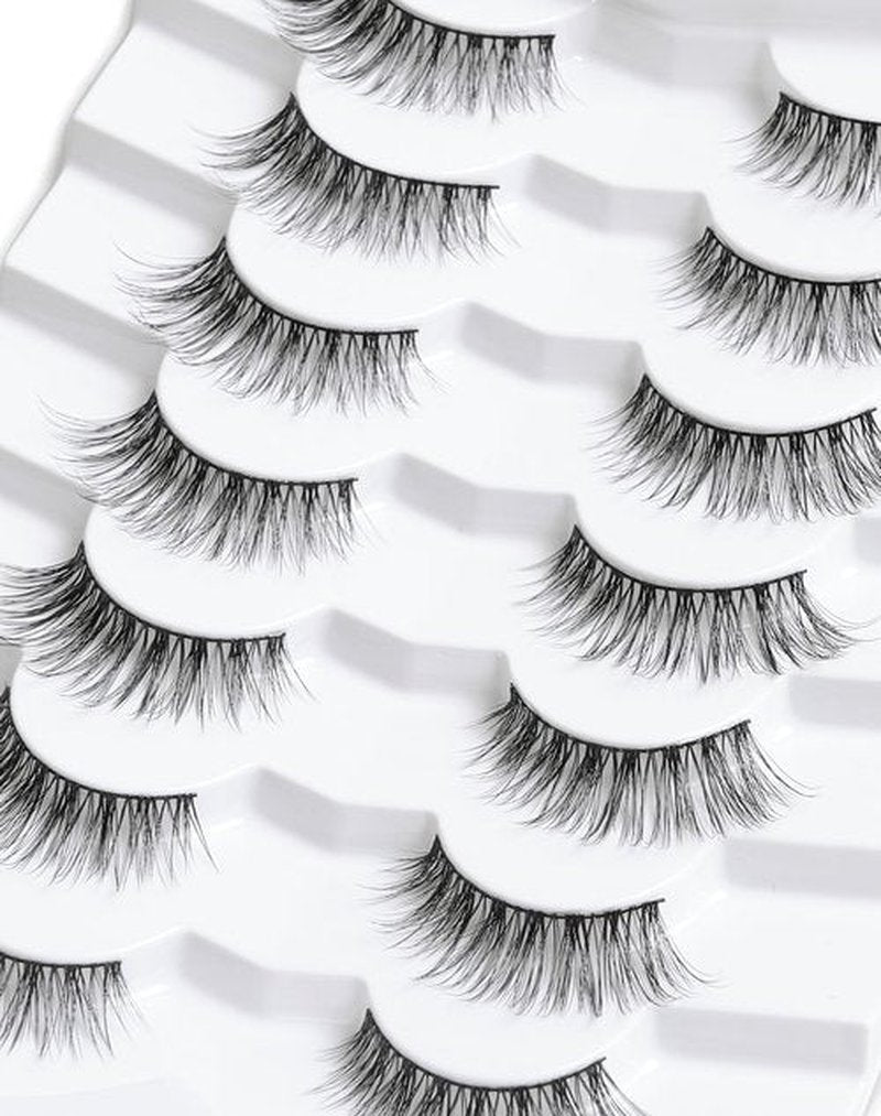 Onlyall Natural Lashes Wispy Lashes Natural Look False Eyelashes Natural Flared Eyelashes False Eye Lashes Soft Fluffy Lashes 7 Pairs D12 Flirty-13mm