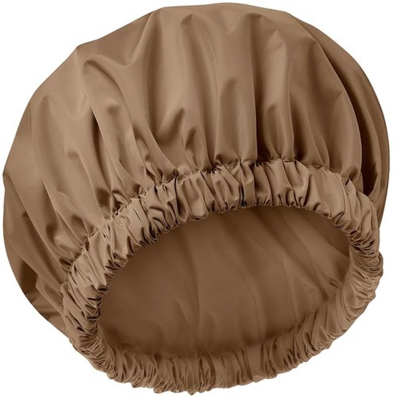 Reusable Shower Cap for Women, Large Waterproof Shower Bonnet Washable Elastic Band Bath Hair Hat for Long Hair, Braids(Brown)