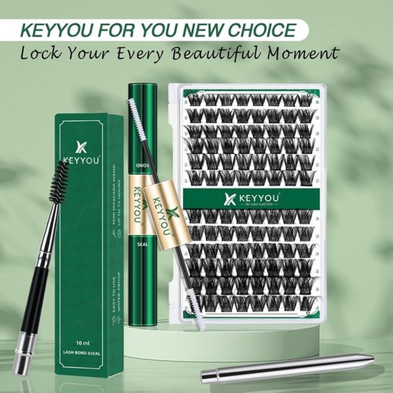 Clear Lash Bond and Seal KEYYOU 10ML Cluster Lash Glue for Lash Clusters Strong Gentle Comfortable Lash Cluster Glue Waterproof Latex-Free Suitable for Sensitive Eyes