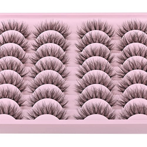 FARRED Natural Lashes Short Eyelashes Wispy False Mink Lash Pack 14 Pair Natural Look Fluffy Doll Eyelash Small Fake Strip Lashes Full Pestañas Sets for MUA and Beginners Daily Makeup (F3 | 8-16mm)