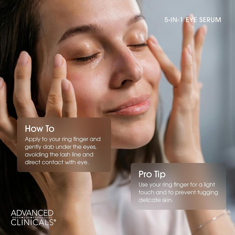 Advanced Clinicals 5-in-1 Eye Serum - Anti-Aging Under Eye Treatment for Dark Circles & Puffiness | 2 Fl Oz