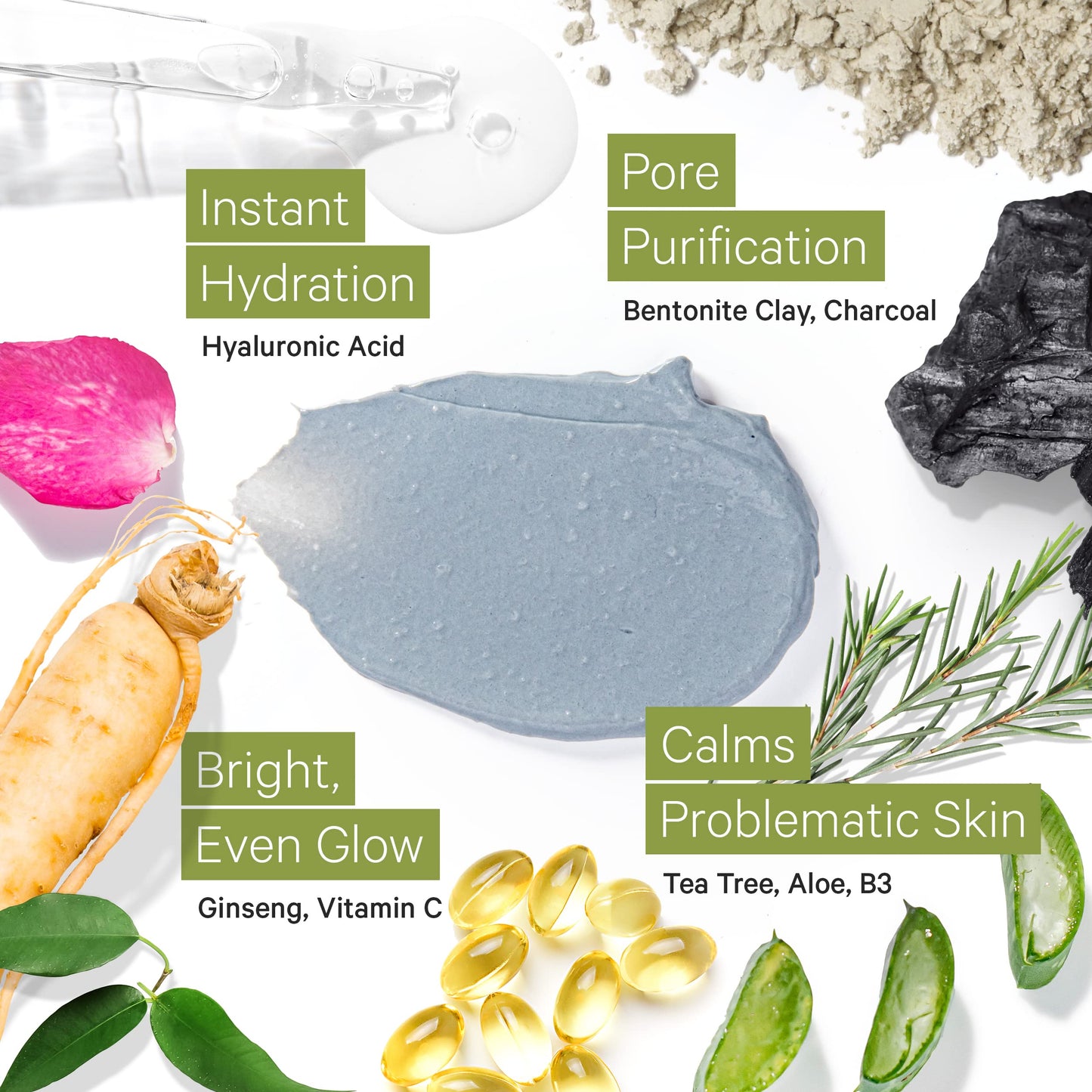 Tree To Tub Bentonite Clay Face Mask for Dry, Oily, Sensitive Skin - Exfoliating & Pore Cleansing Activated Charcoal Mud Mask for Women & Men, Moisturizing Facial Mask w/Vitamin C, Green Tea, Pumpkin