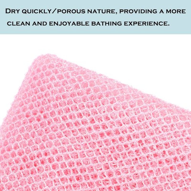 JASSINS African Exfoliating Net, African Sponge Net,Body Exfoliating Long Net Shower Body Scrubber Back Scrubber Skin Smoother（Black+Coffee+Pink）