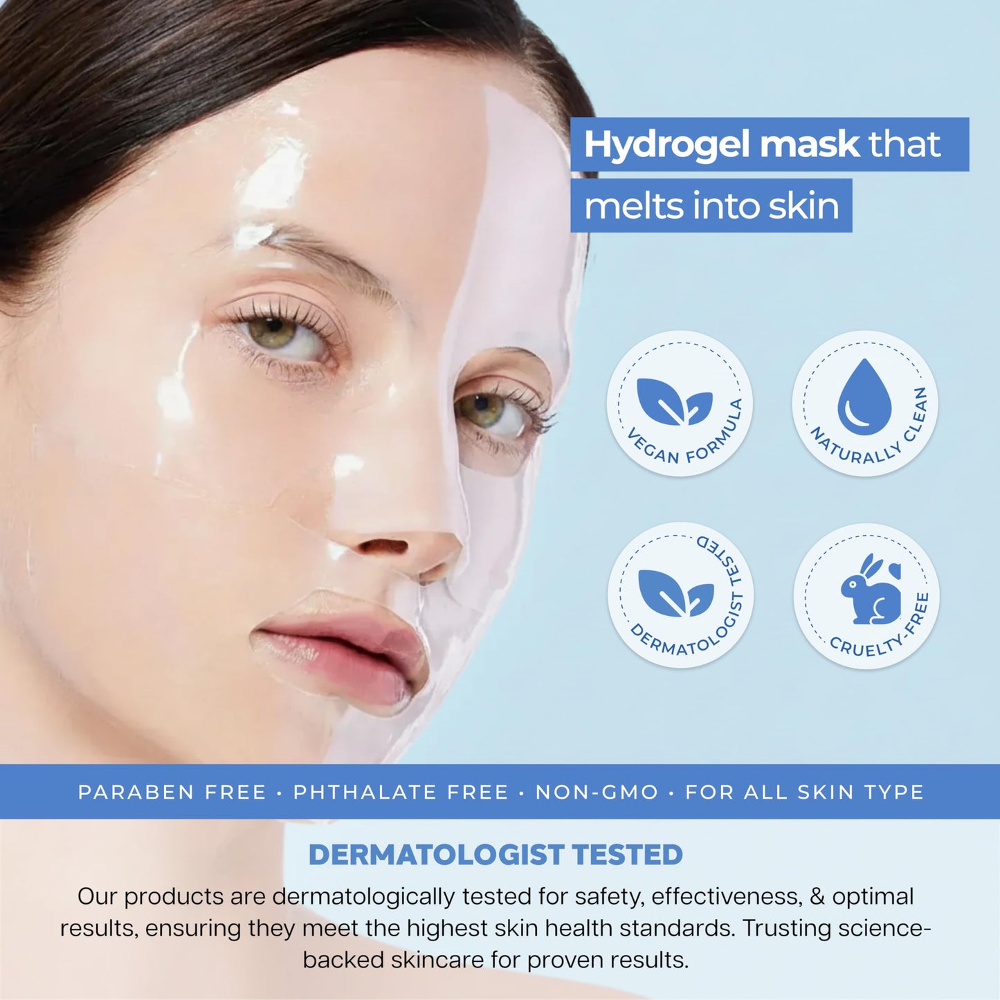Bio Hydratique Melting Hydrogel Face Mask with Hyaluronic Acid – Deep Hydration & Pore Tightening, Glass Skin Look – Dermatologist Tested, Anti Aging Korean Skin Care, Vegan, Clean Beauty – Pack of 5
