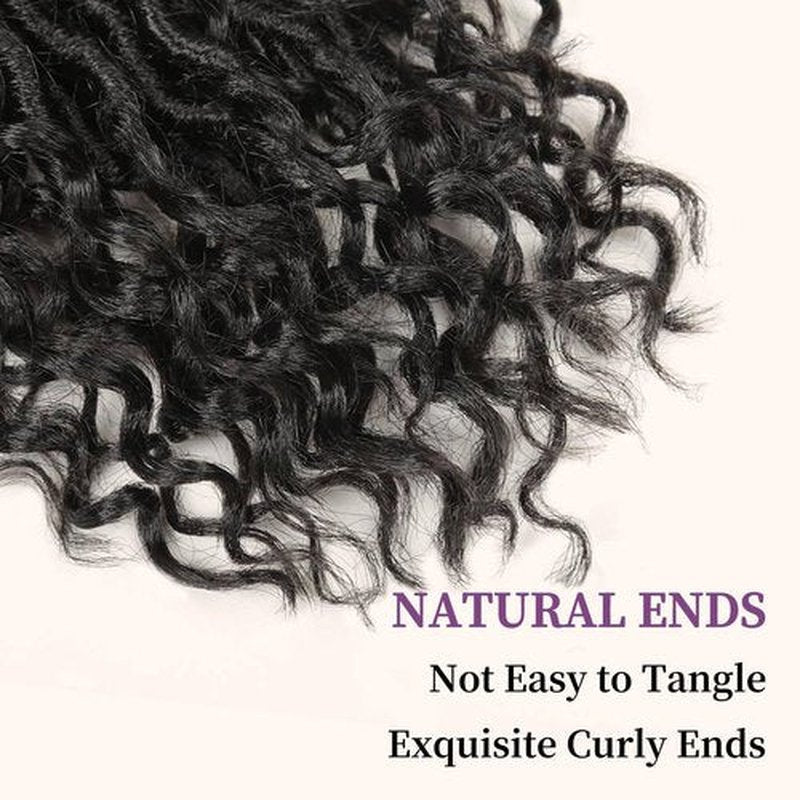 Goddess Locs Crochet Hair 18 Inch 8 Packs Faux Locs Crochet Hair Pre Looped for Women Boho Crochet Locs with Curly Ends Soft River Locs 1B#