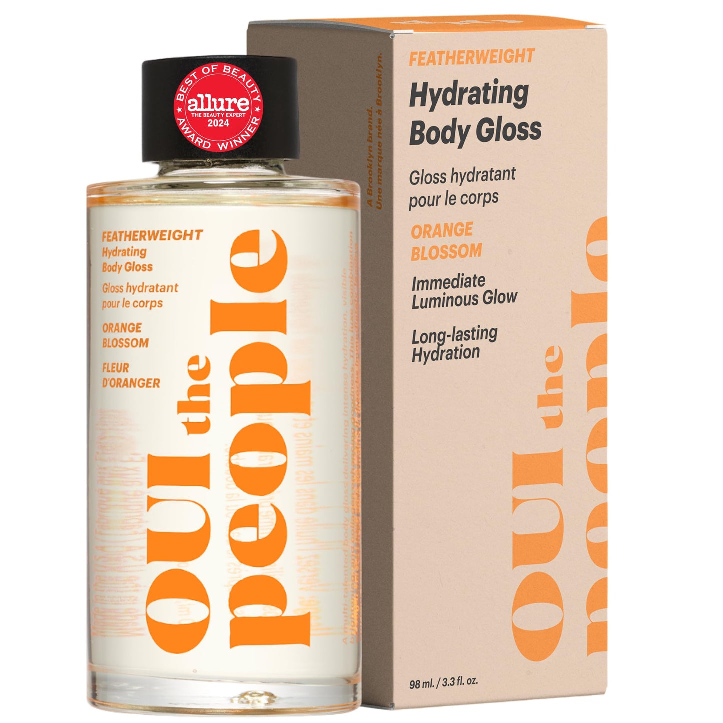 OUI the People FEATHERWEIGHT Hydrating Body Gloss, Unscented, Skin Barrier Boosting Body Glow Oil for Deep Hydration, Softens, Firms, and Enhances Skin Health, Shimmer Body Oil, 3.3 oz