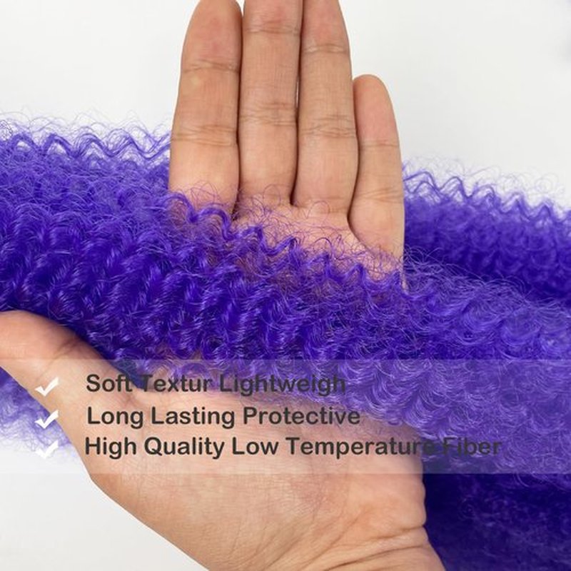 16 Inch Springy Twist Hair Purple Marley Twist Braiding Hair 3 Packs Soft Springy Afro Kinky Braiding Hair,Wrapping Hair for Soft Locs,Springy Afro Twist Hair for Black Women