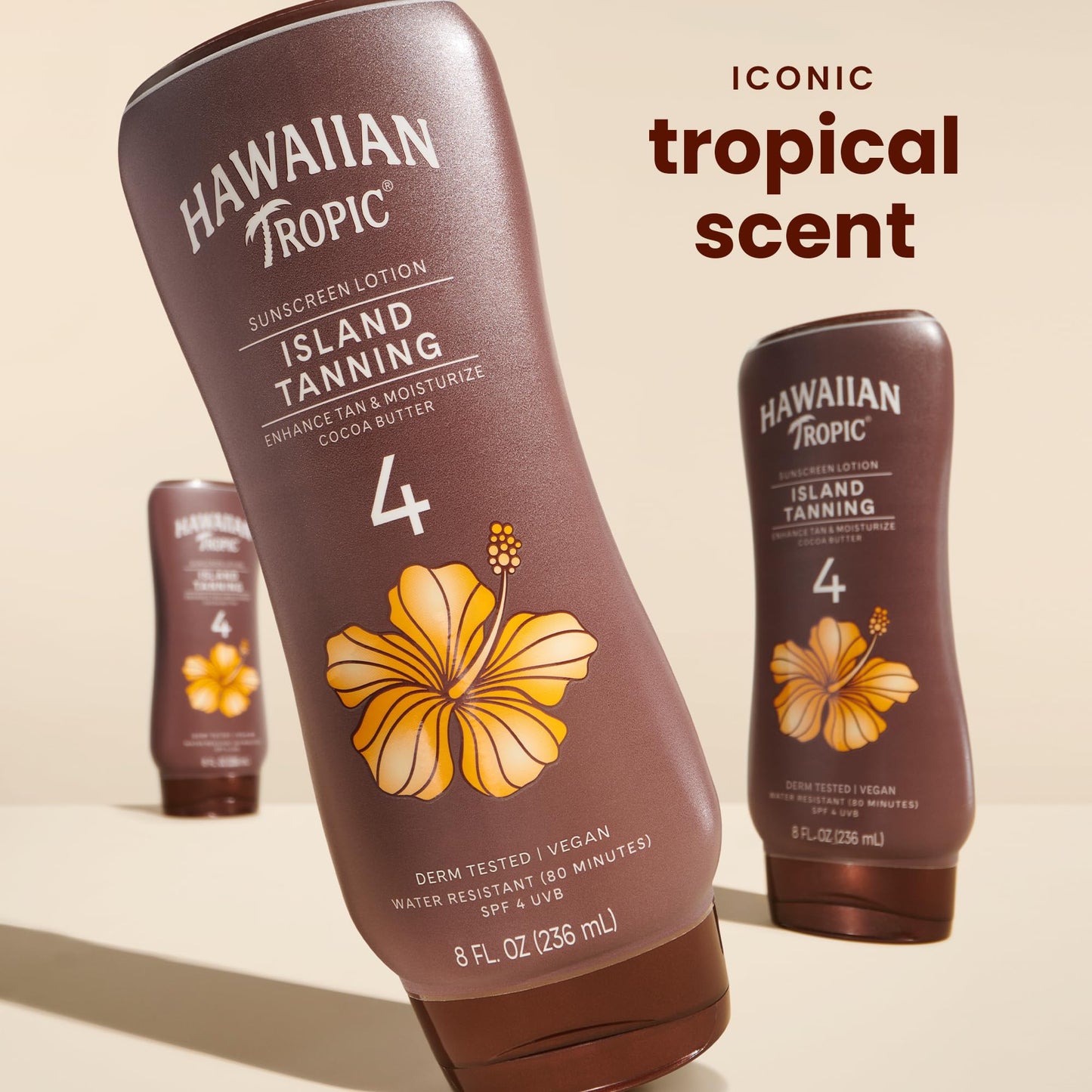 Hawaiian Tropic Island Tanning Lotion, SPF 4, 8 Fl Oz (2 Pack)