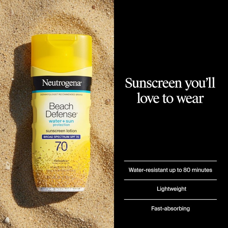 Neutrogena Beach Defense Sunscreen Lotion SPF 70 - Lightweight, Water-Resistant UVA/UVB Protection | 6.7 fl oz