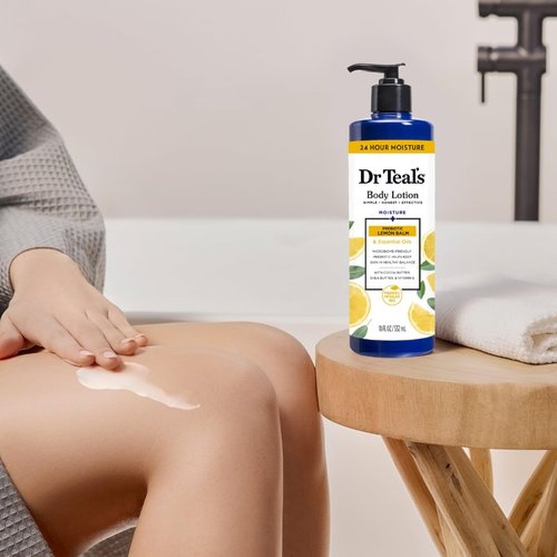 Dr Teal's Body Lotion, Lemon Prebiotic Lemon Balm & Essential Oils, 18 oz (Pack of 3)