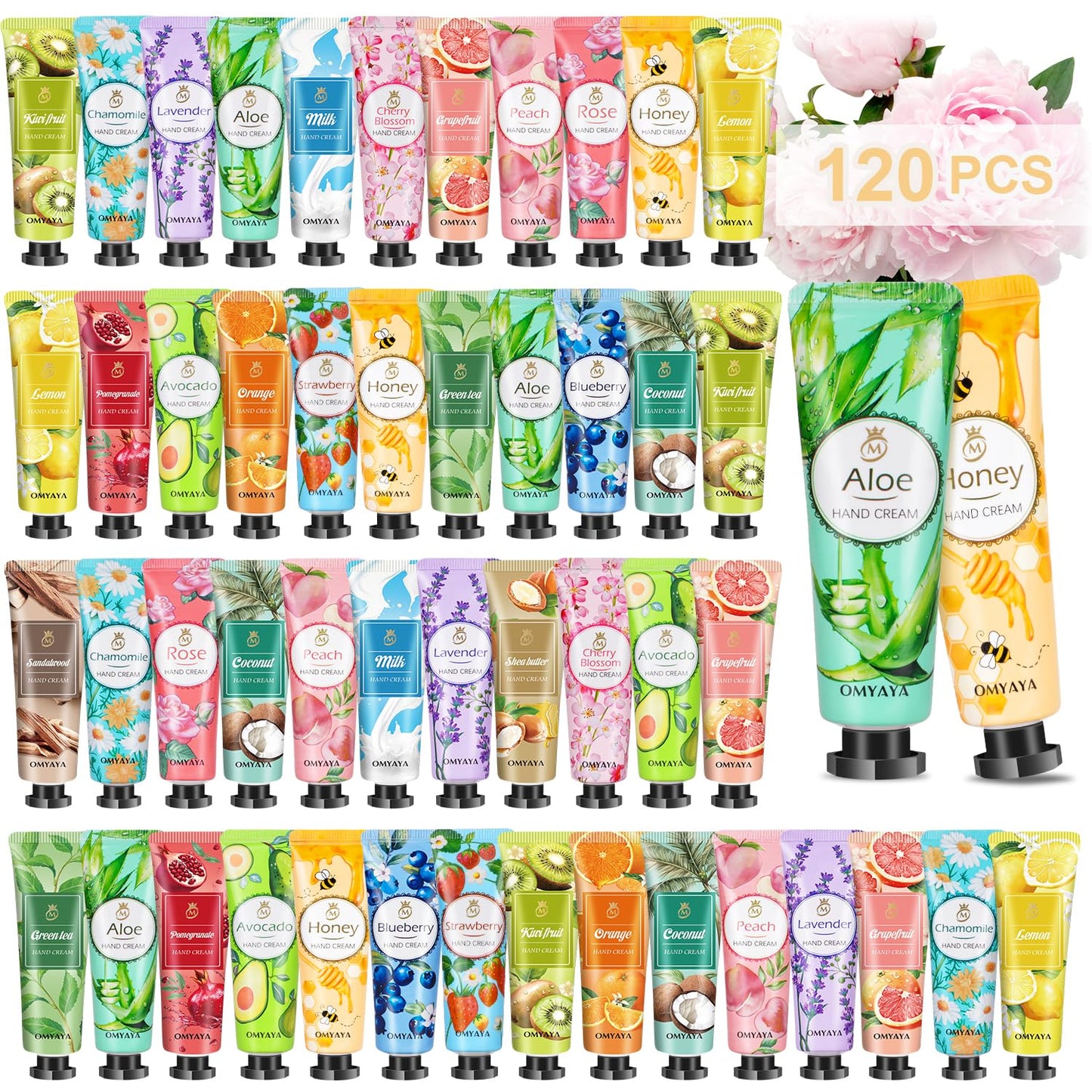 KIYTARBOO 120 Pack Bulk Lotion, Teacher Appreciation Gifts, Mini Hand Cream Gift Set, Travel Size Lotion, Hand Cream for Dry Cracked Hands, Bulk Valentine's Day Gifts for Adults Women Nurse Coworkers