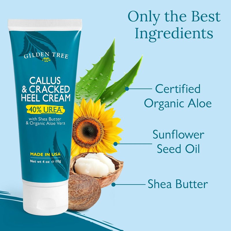 Urea Cream 40% - Maximum Strength Cracked Heel Treatment | Moisturizing Foot Cream with Shea Butter & Aloe for Dry Feet