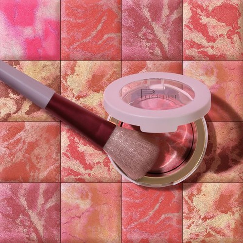Baked Brighten Blush Powder, Marbleized Blush & Highlighter, Shimmery Powder Blush for Cheeks, Lightweight Creamy Natural Finish, Vegan & Cruelty-free