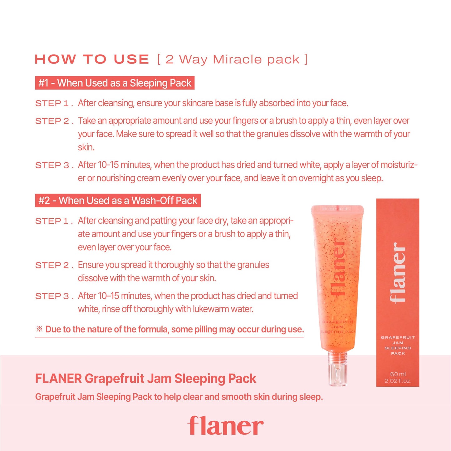 flaner Grapefruit Jam Sleeping Mask – Revitalizing Overnight Face Mask, Vitamin C, Melatonin, Adenosine, Night Deep Hydration Care, Natural Ingredients, Korean Skin Care, 2.02 fl. oz.