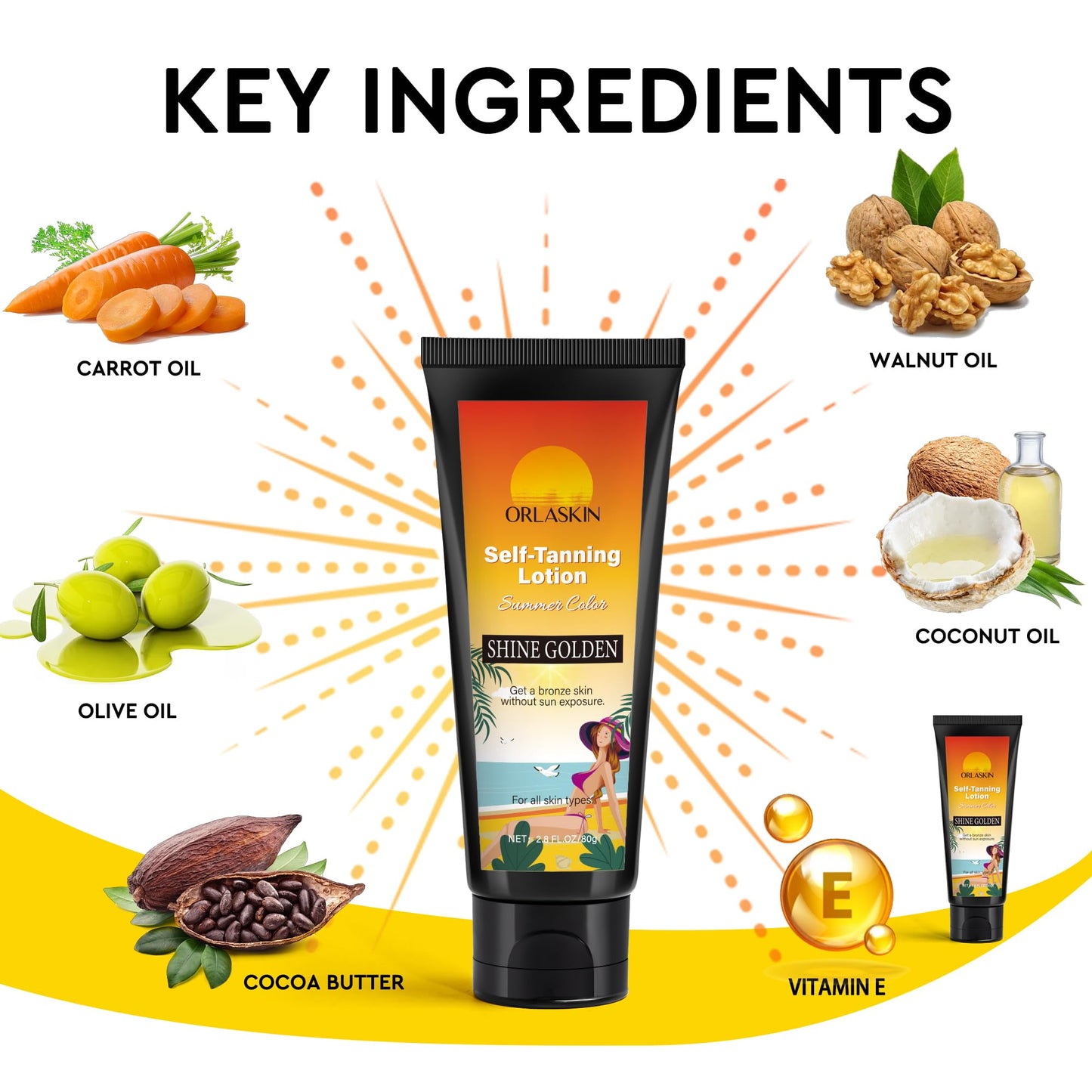 Tanning Spray - Natural & Organic Ingredients, Self Tanner Spray, Body Skin Bronzer for Body, Deep Bronze Suitable for Swimming, Beach Climbing in Summer (Self-tanning lotion)