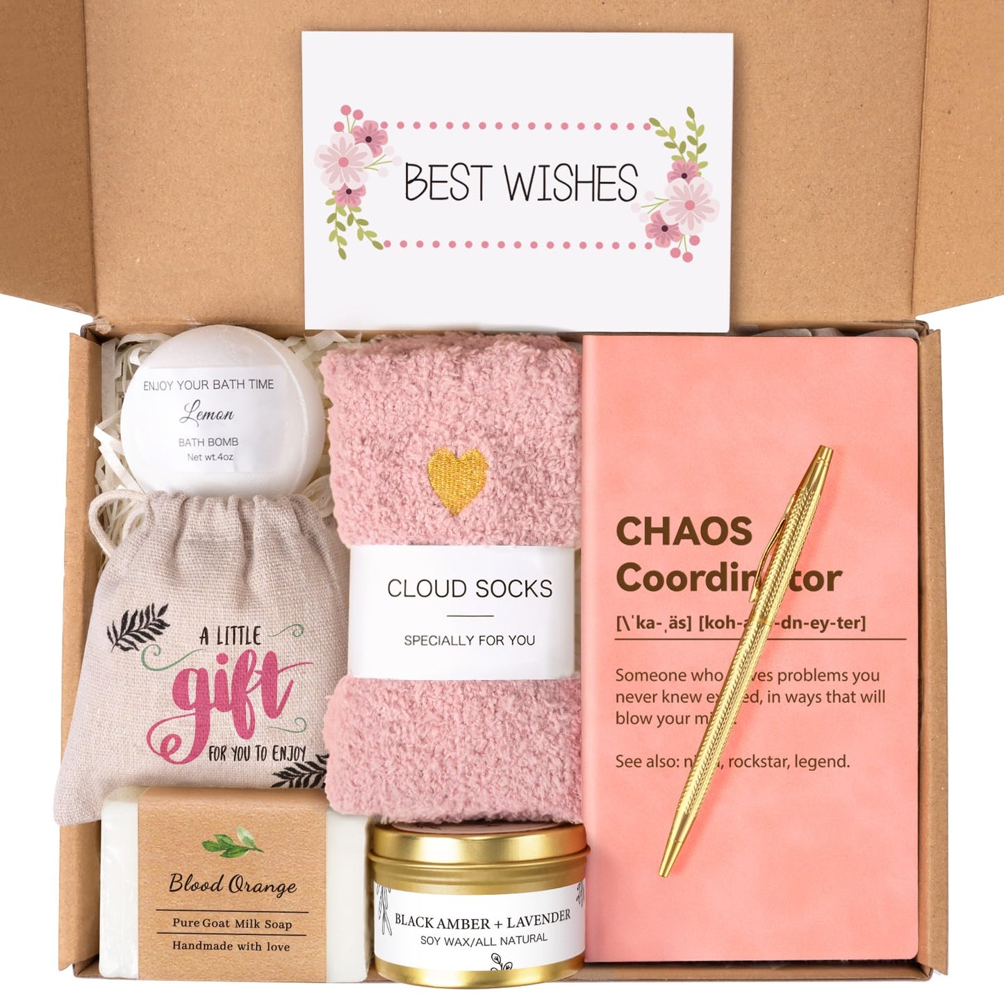 Chaos Coordinator Thank You Gifts with Notebook Spa Items, Employee Appreciation Gifts for Coworker Teacher Nurse Boss Lady Secretary Principal Managers