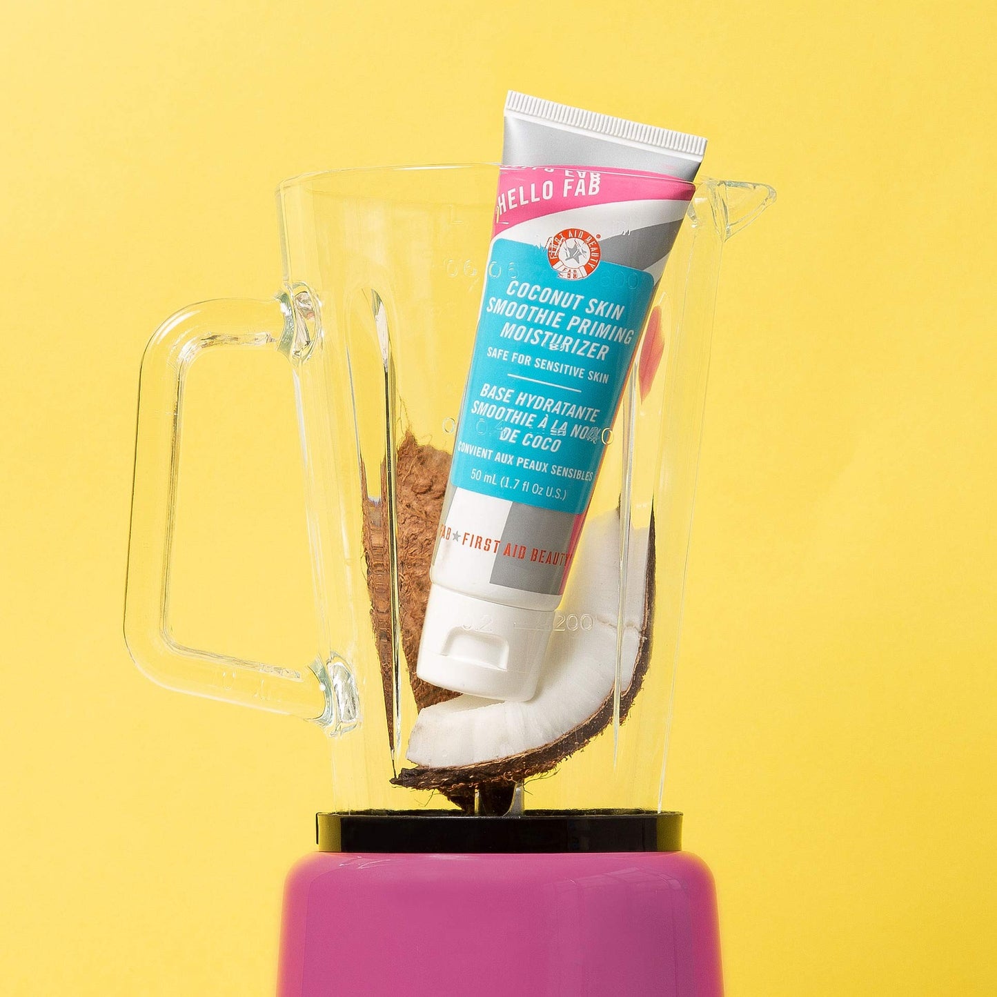 First Aid Beauty Hello FAB Coconut Skin Smoothie Priming Moisturizer, 2-in-1 Moisturizer and Makeup Primer – 1.7 Oz.