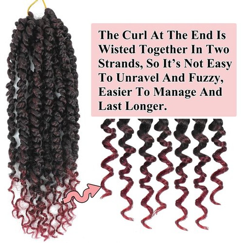 Alrence Passion Twist Crochet Hair 8 Packs Pre twisted Passion Twist Hair For Women Soft Bohe Pre-looped Crochet Braids (14 Inch (Pack of 8), 1B/BG)