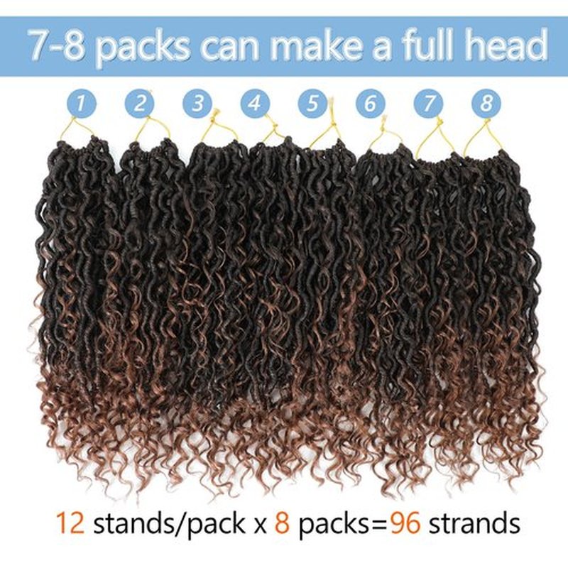 Goddess Locs Crochet Hair For Black Women 14 Inch 8 Packs Faux Locs Crochet Hair Crochet Locs Crochet Hair Pre Looped Soft Locs Crochet Hair River Locs With Curly Ends(1B/30#)