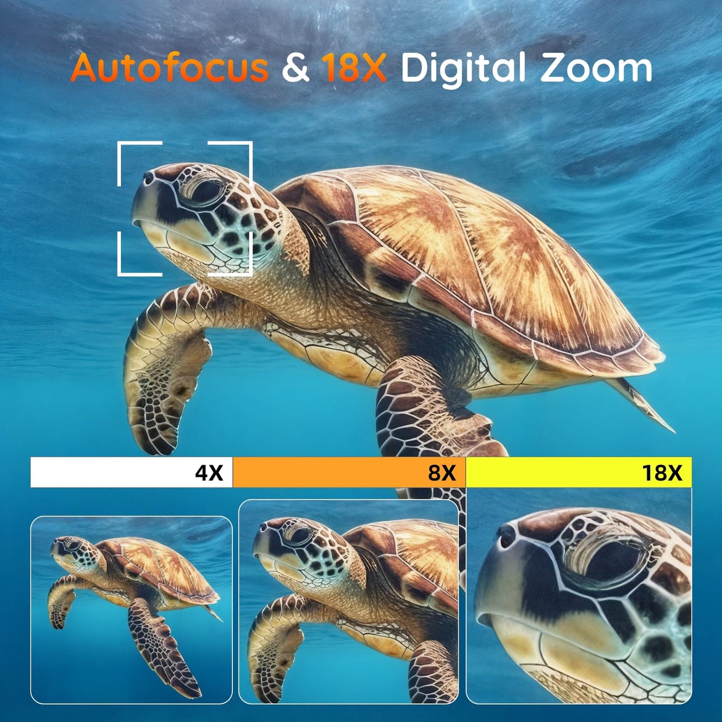 8K Underwater Camera - MaxMango 70MP 33FT Waterproof Camera with 64G Card - Underwater Digital Camera for Snorkeling Floatable Dual-Screen Selfie 2500mAh Battery Point and Shoot Digital (Orange)