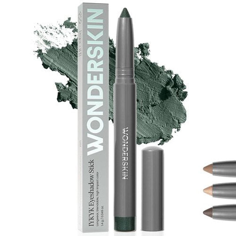 Wonderskin IYKYK Eyeshadow Stick - Longwear Eye Shadow Sticks, Budge-Proof & Waterproof Shimmer Eyeshadow Stick with Built-in Sharpener (Green Smoke)