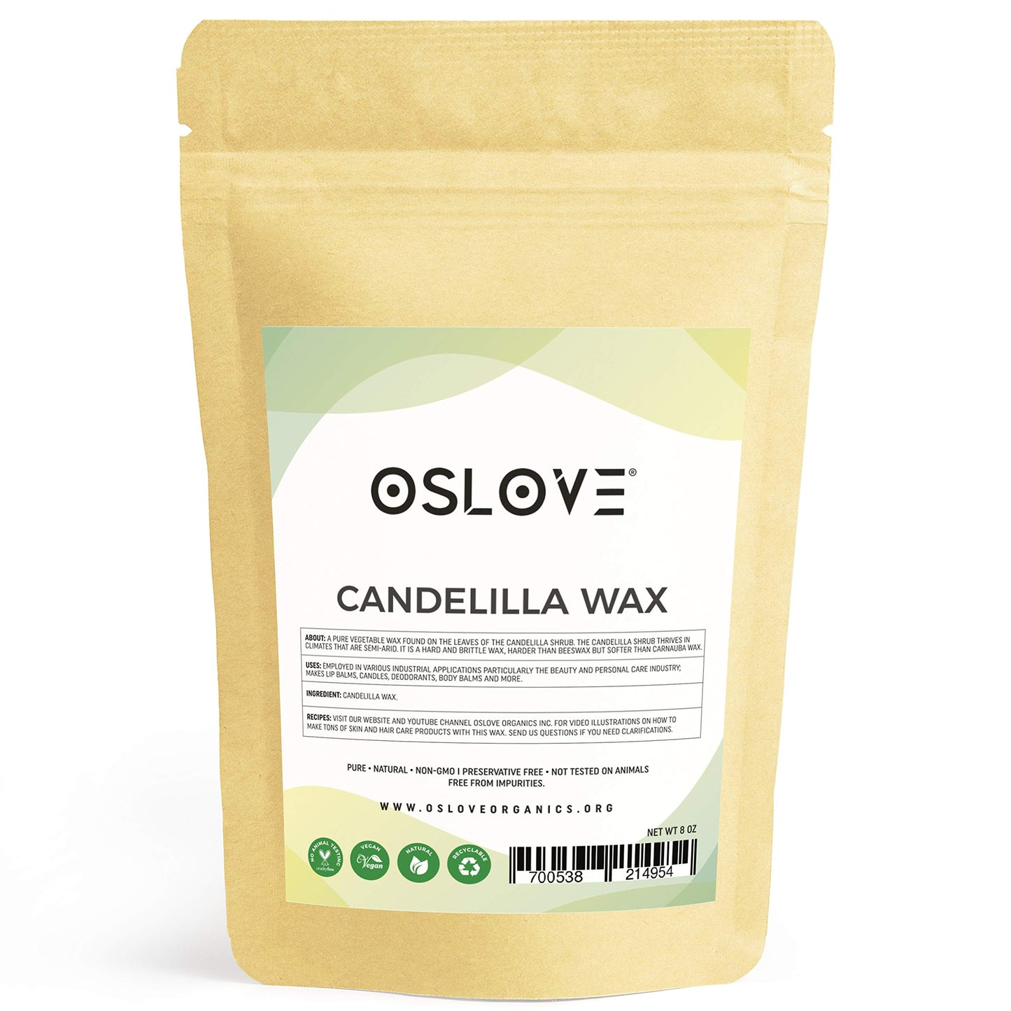 Oslove Organics Pure Candelilla Wax/Pellets- Obtained from Candelilla shrub | Great Substitute for Beeswax, Vegan Hard Wax for soap making, body butters, salves & lotions-8 oz