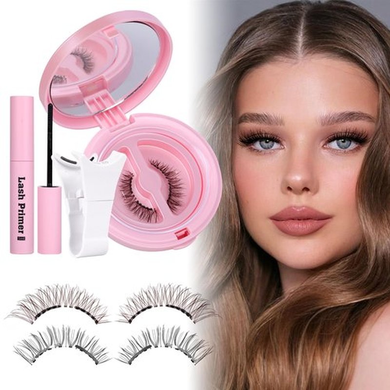 JIMIRE Magnetic Eyelashes Natural Look Soft Magnetic Lashes, Reusable Comfortable Magnetic Eyelashes with Applicator Lash Primer, No Glue No Eyeliner Needed Soft Magnets False Eyelashes Easy to Wear