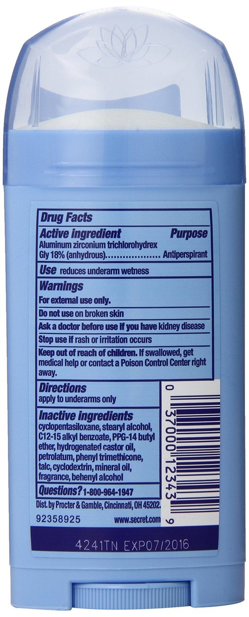 Secret Antiperspirant and Deodorant for Women, pH Balanced Invisible Solid, Powder Fresh Scent, 2.6 Oz Pack of 4