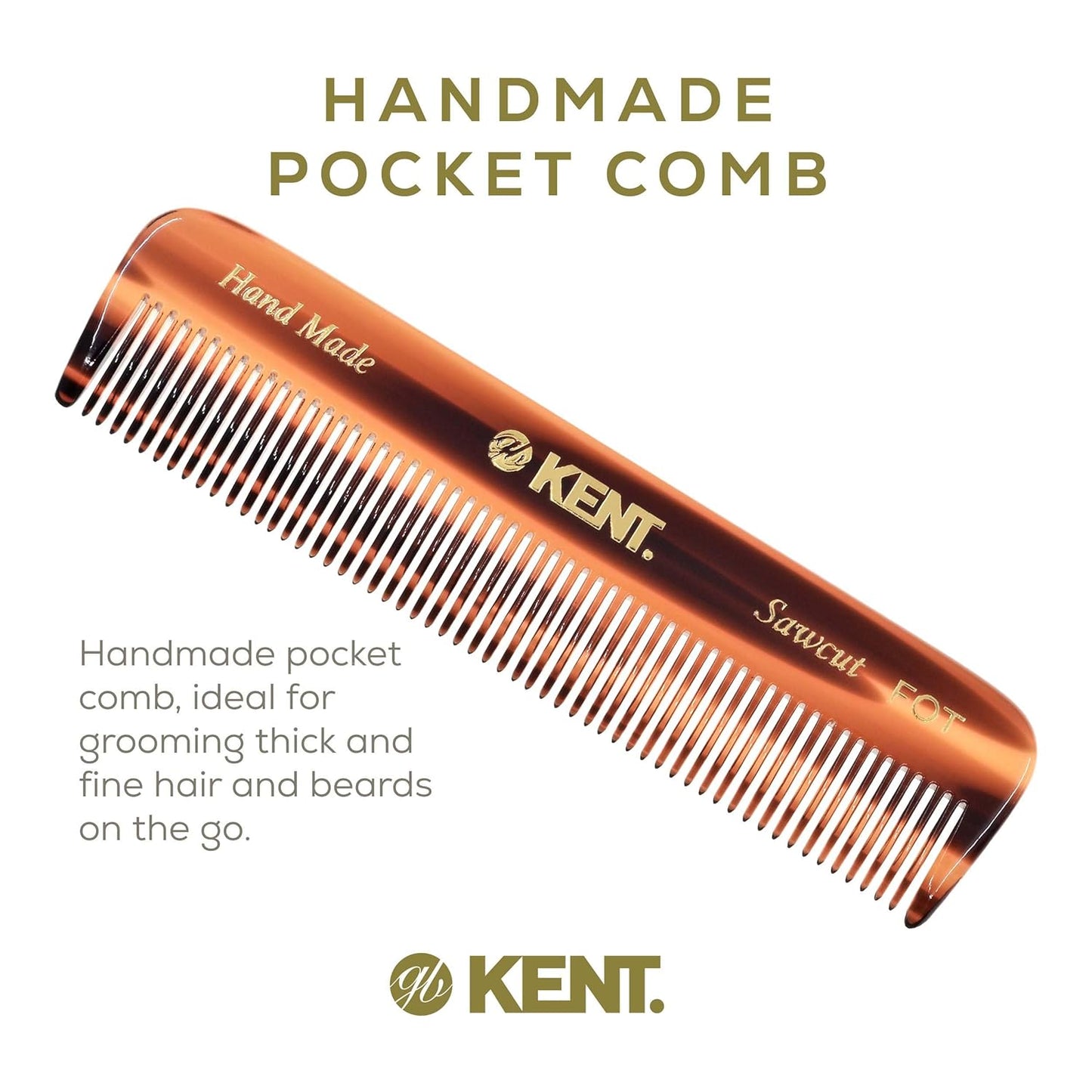 Kent 81T Beard & Mustache Comb Set - Travel-Friendly Grooming Kit Made in England