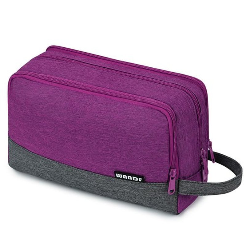 Toiletry Bag for Men Hanging Dopp Kit Water Resistant Shaving Bag Small Toiletry Bag for Traveling (deep purple on gray)